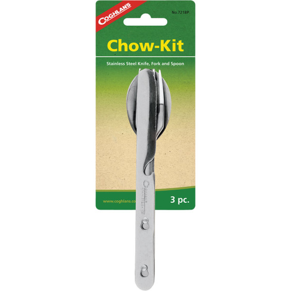 Coghlans 3-Piece Stainless Steel Knife, Fork, & Spoon Chow Kit 721BP