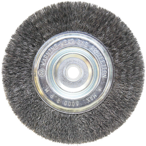 Weiler Vortec 6 In. Crimped, Fine 5/8 Bench Grinder Wire Wheel 36002