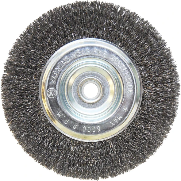 Weiler Vortec 6 In. Crimped, Coarse Bench Grinder Wire Wheel 36000