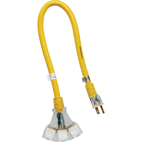 Yellow Jacket 2 Ft. 12-3 Contractor Grade Power Block Extension Cord 2882 536733