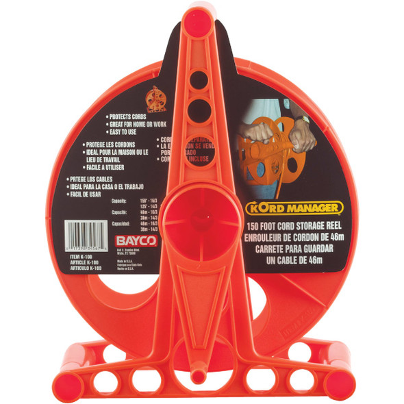 Bayco 150 Ft. of 16-3 Cord Capacity Plastic Cord Reel with Stand K-100 553530
