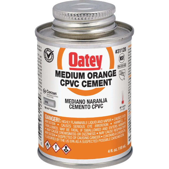 Oatey 4 Oz. Medium Bodied Orange CPVC Cement 31128