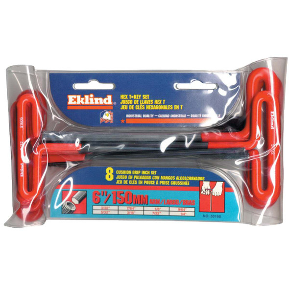 Eklind Standard 6 In. Cushion Grip T-Handle Hex Key Set, 8-Piece 53168
