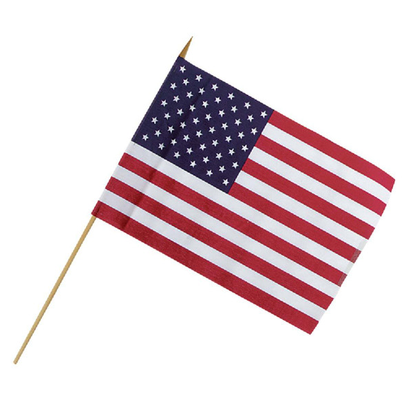 Valley Forge 12 In. x 18 In. Polycotton Stick American Flag USE12D Pack of 48