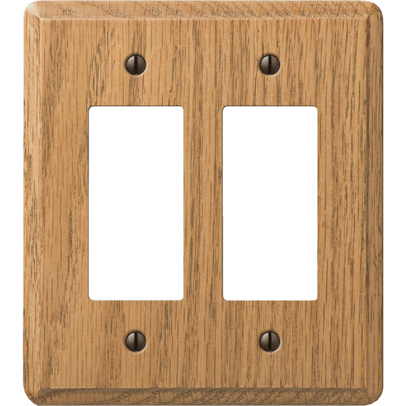 Amerelle 2-Gang Solid Oak Rocker Decorator Wall Plate, Light Oak 901RRL