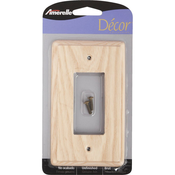 Amerelle 1-Gang Solid Ash Rocker Decorator Wall Plate, Unfinished Ash 401R 528595