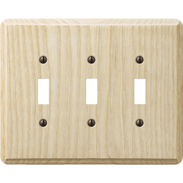 Amerelle 3-Gang Solid Ash Toggle Switch Wall Plate, Unfinished Ash 401TTT