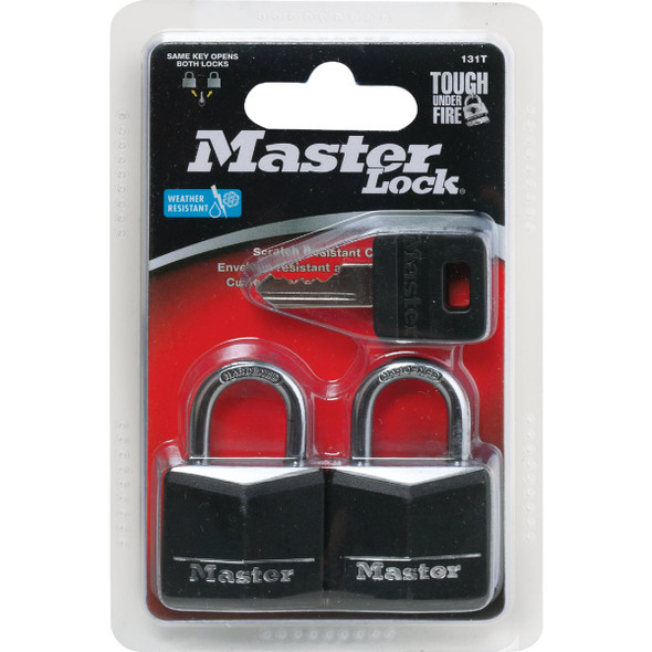 Master Lock 1-3/16 In. W. Black Covered Keyed Alike Padlock (2-Pack)