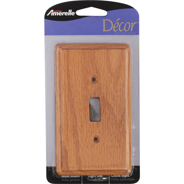 Amerelle 1-Gang Solid Oak Toggle Switch Wall Plate, Light Oak 901TL 549738