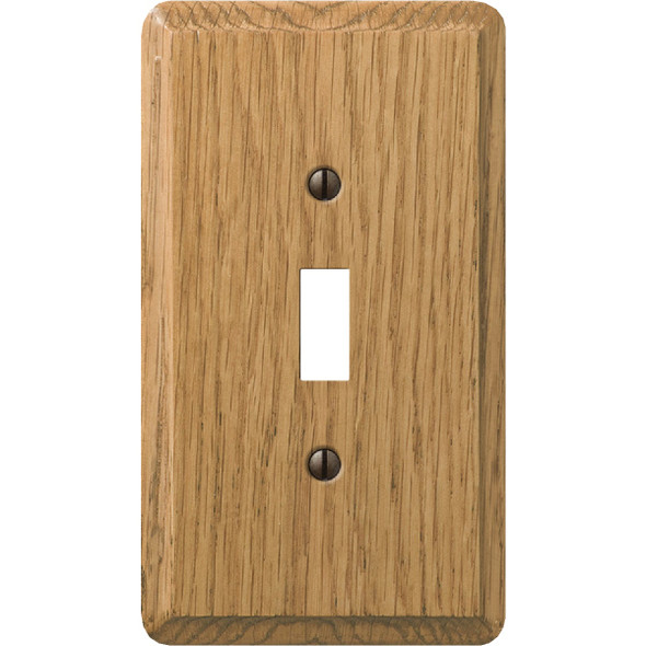 Amerelle 1-Gang Solid Oak Toggle Switch Wall Plate, Light Oak 901TL
