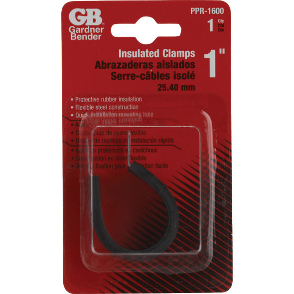 Gardner Bender 1 In. Steel with Rubber Insert Black Cable Clamp PPR-1600 514225