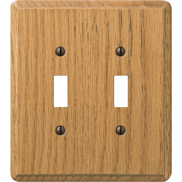 Amerelle 2-Gang Solid Oak Toggle Switch Wall Plate, Light Oak 901TTL