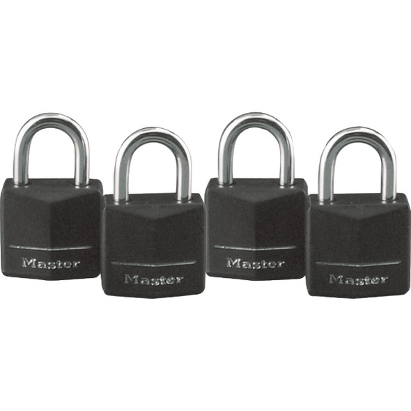 Master Lock 3/4 In. W. Black Covered Keyed Alike Padlock (4-Pack) 121Q