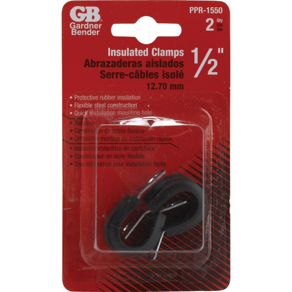Gardner Bender 1-2 In. Steel w-Rubber Insert Black Cable Clamp (2-Pack) PPR-1550 562513