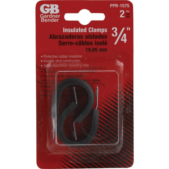 Gardner Bender 3-4 In. Steel with Rubber Insert Black Cable Clamp (2-Pack) PPR-1575 562548
