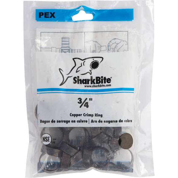 SharkBite 3/4 In. Copper PEX Crimp Ring (25-Pack) SharkBite 3/4 In. Copper PEX Crimp Ring (25-Pack)