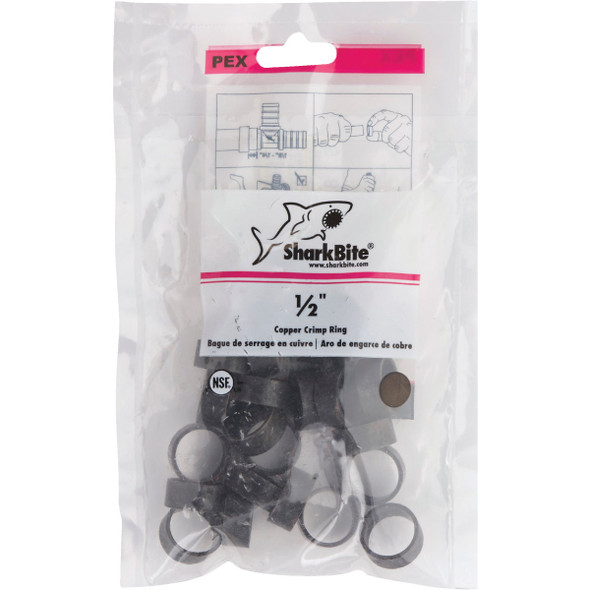 SharkBite 1-2 In. Copper PEX Crimp Ring (25-Pack) 23102CP25 463116