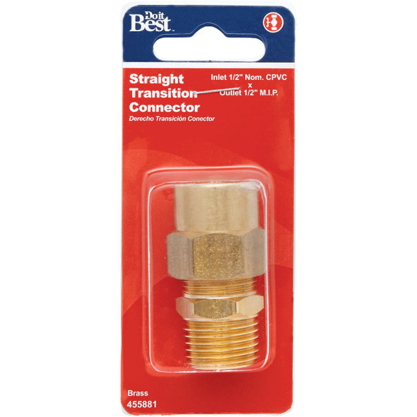 Do it Best 1/2 In. CPVC x 1/2 In. MIP Low Lead Male Brass CPVC Adapter Do it Best 1/2 In. CPVC x 1/2 In. MIP Low Lead Male Brass CPVC Adapter