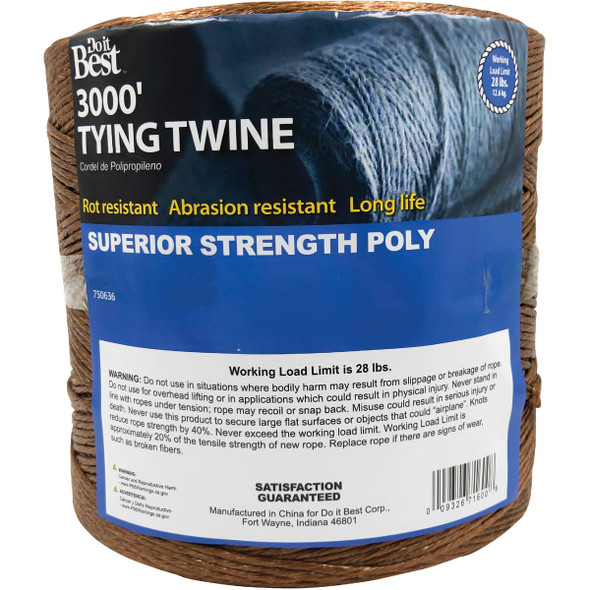 Do it Best 5/64 In. x 3000 Ft. Brown Polypropylene Tying Twine 750636 Do it Best 5/64 In. x 3000 Ft. Brown Polypropylene Tying Twine 750636