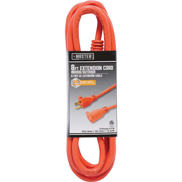 Master Electrician 8 Ft. 16/3 Outdoor Extension Cord OU-JTW-163-8-OR