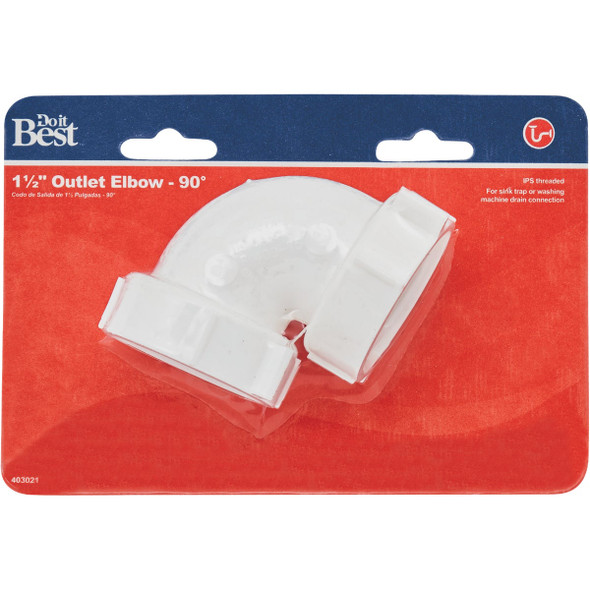 Do it Best 1-1/2 In. White Polypropylene 90 Degree Outlet Elbow