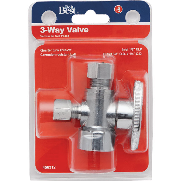Do it Best 1/2 In. FIP x 3/8 In. OD x 1/4 In. OD Quarter Turn Angle Valve