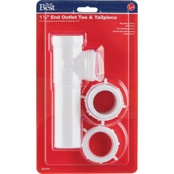 Do it Best 1-1/2 In. White Polypropylene End Outlet Tee DIB66-8W