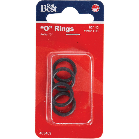 Do it Best 1-2 In. x 11-16 In. x 3-32 In. O-Ring (4 Ct.) DIB810-45 403469