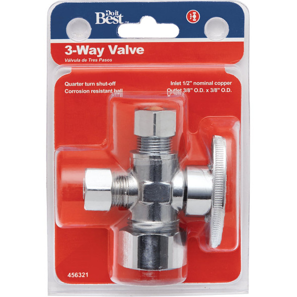 Do it Best 5/8 In. OD x 3/8 In. OD x 3/8 In. OD Quarter Turn Angle Valve