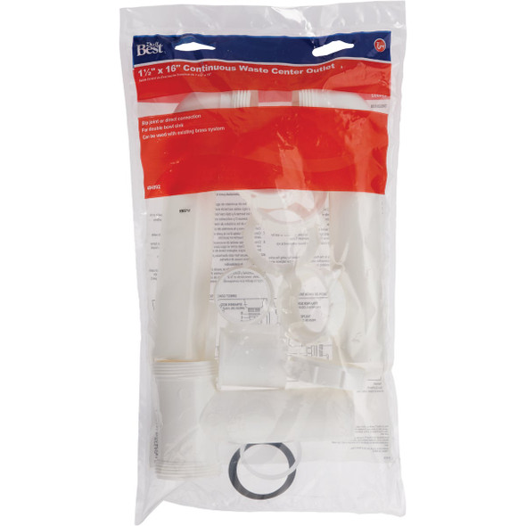 Do it Best 1-1/2 In. x 16 In. White Polypropylene Center Outlet Waste Do it Best 1-1/2 In. x 16 In. White Polypropylene Center Outlet Waste