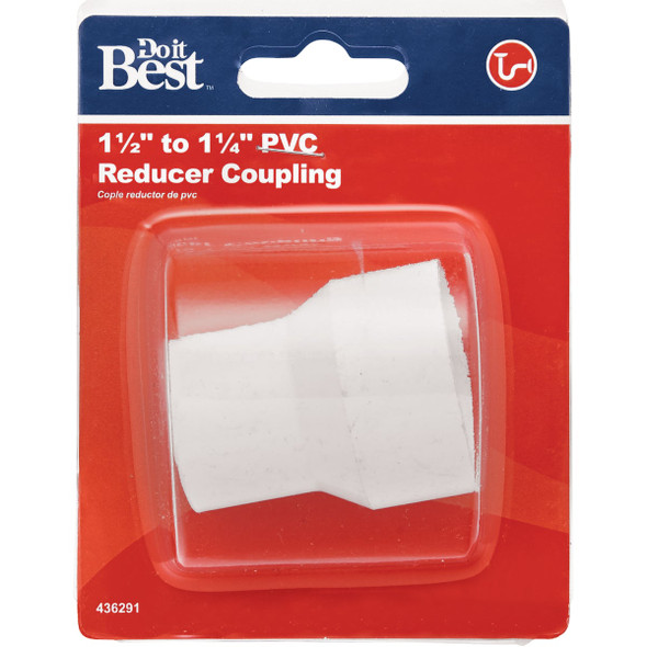 Do it Best 1-1/2 In. x 1-1/4 In. White PVC Solvent Weld Reducer Coupling