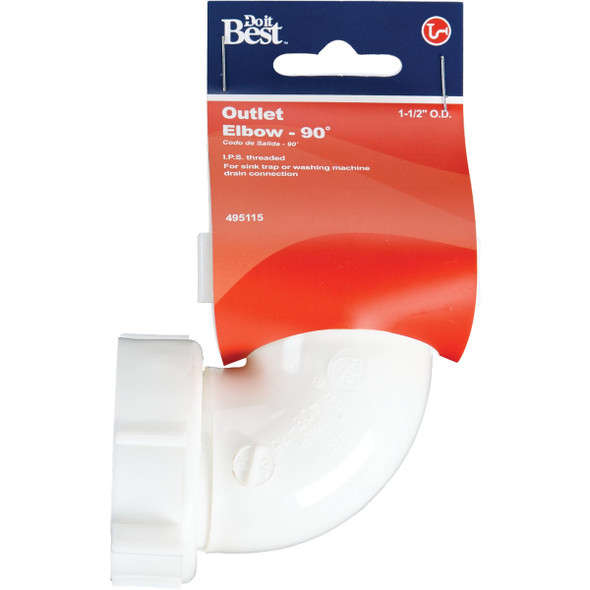 Do it Best 1-1/2 In. White Polypropylene 90 Degree Outlet Elbow Do it Best 1-1/2 In. White Polypropylene 90 Degree Outlet Elbow