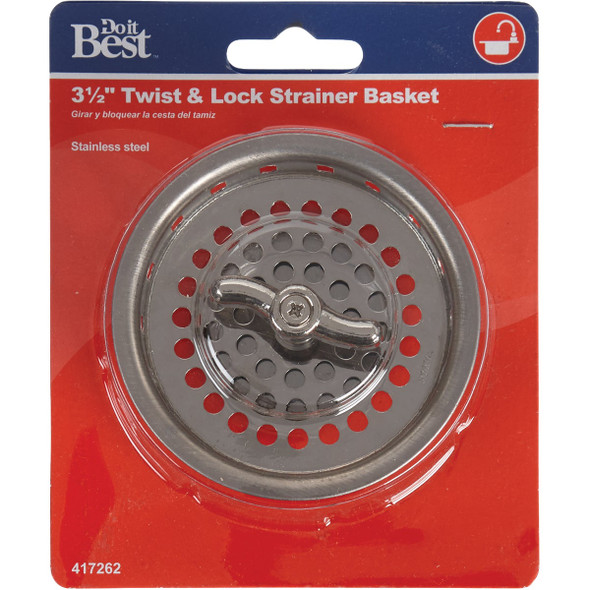 Do it 3-1-2 In. Stainless Steel Twist-Lock Basket Strainer Stopper 417262 417262