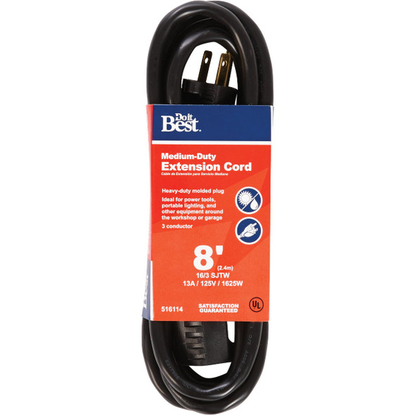Do it Best 8 Ft. 16/3 Abrasion Resistant Extension Cord OU-JTW163-8-BL