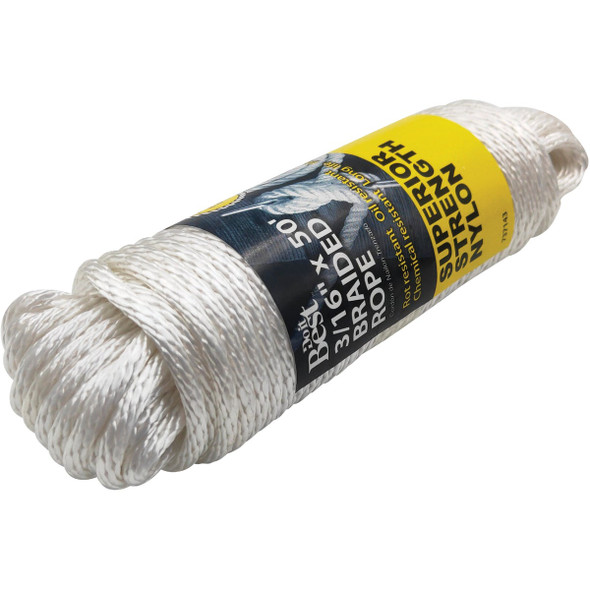 Do it Best 3-16 In. x 50 Ft. White Braided Nylon Packaged Rope 737143 737143