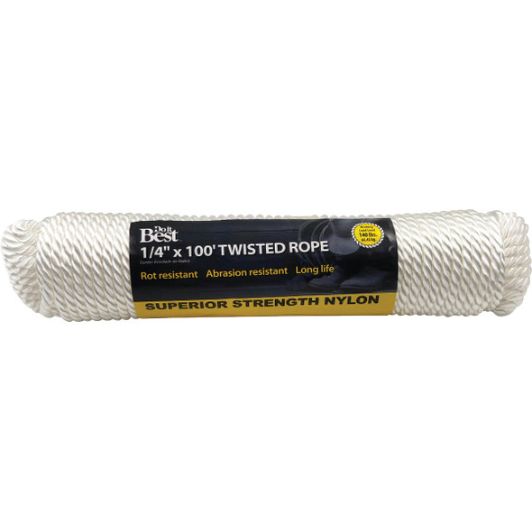 Do it Best 1/4 In. x 100 Ft. White Twisted Nylon Packaged Rope 729625