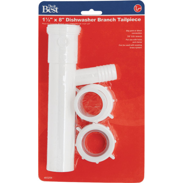 Do it Best 1-1-2 In. x 8 In. Plastic Dishwasher Tailpiece DIB66-4W 403254