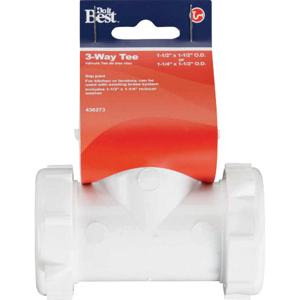 Do it Best 1-1/2 In. White PVC Three-Way Coupling Tee