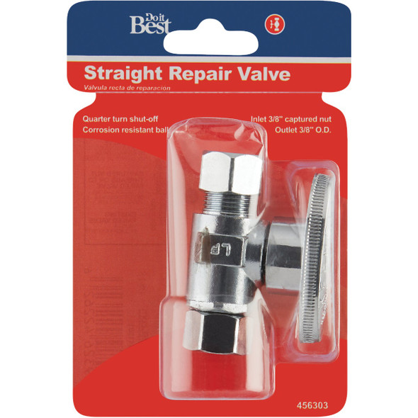 Do it Best 3/8 In. C X 3/8 In. OD Chrome Plated Brass Stop Valve Do it Best 3/8 In. C X 3/8 In. OD Chrome Plated Brass Stop Valve