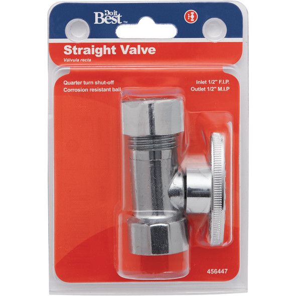 Do it Best 1/2 In. FIP x 7/16 In. OD or 1/2 In. OD Quarter Turn Straight Valve