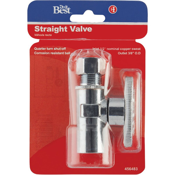 Do it Best 1-2 In. Sweat x 3-8 In. Compression Quarter Turn Straight Valve DIB62PCLF 456483