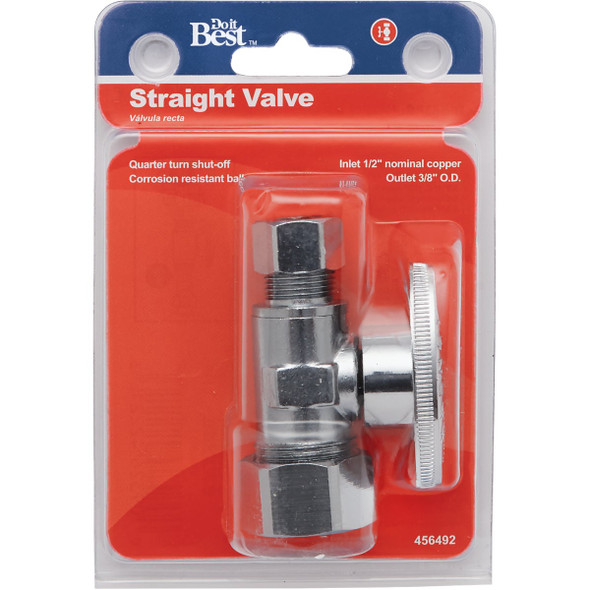 Do it Best 1/2 In. NOM Copper x 3/8 In. OD Quarter Turn Straight Valve