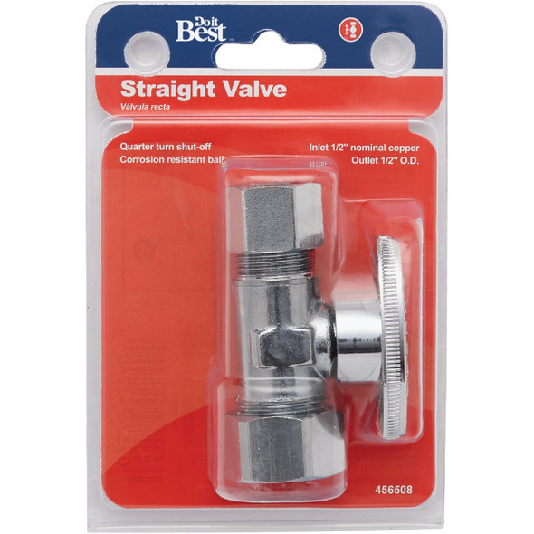 Do it Best 1/2 In. NOM Copper x 1/2 In. OD Quarter Turn Straight Valve Do it Best 1/2 In. NOM Copper x 1/2 In. OD Quarter Turn Straight Valve