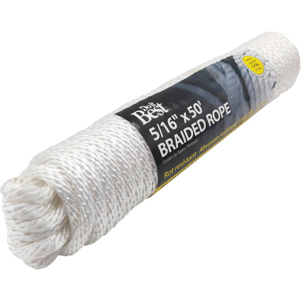 Do it Best 5-16 In. x 50 Ft. White Braided Nylon Packaged Rope 721892 721892
