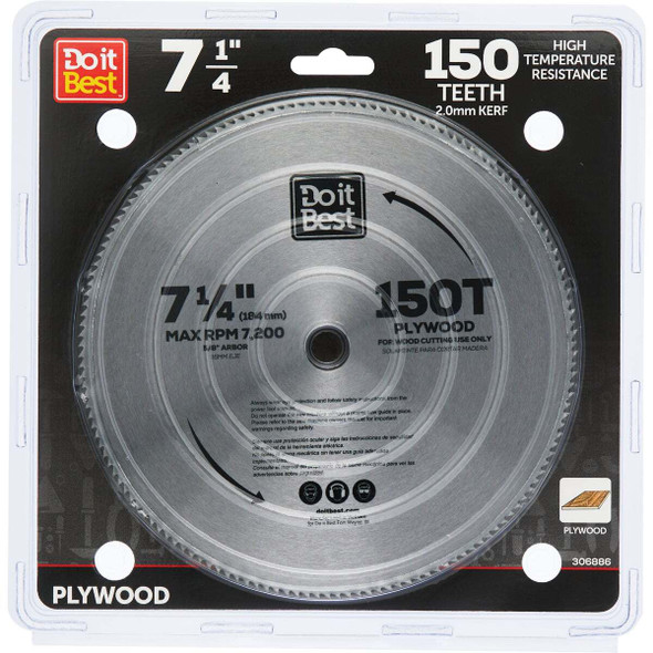 Do it Best 7-1/4 In. 150-Tooth Plywood Circular Saw Blade QJDIB-CS-023