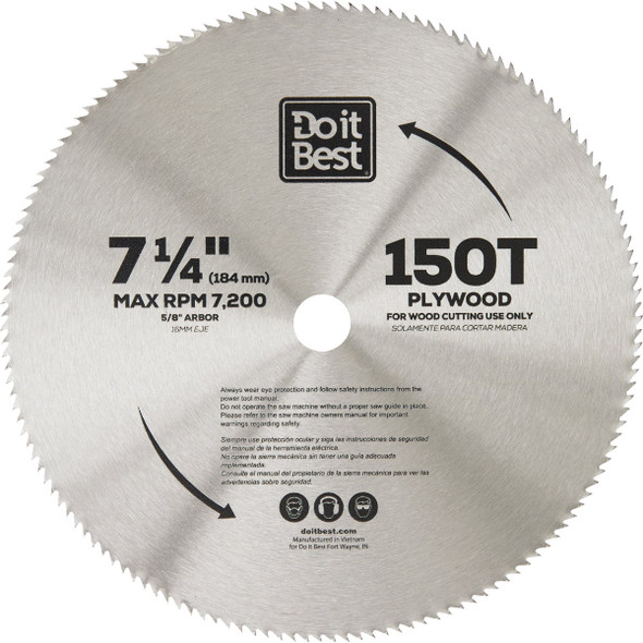 Do it Best 7-1/4 In. 150-Tooth Plywood Circular Saw Blade Do it Best 7-1/4 In. 150-Tooth Plywood Circular Saw Blade