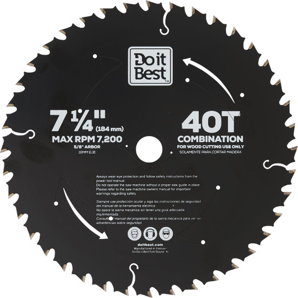 Do it Best 7-1/4 In. 40-Tooth Combination Circular Saw Blade Do it Best 7-1/4 In. 40-Tooth Combination Circular Saw Blade