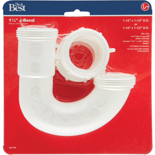 Do it Best 1-1-2 In. or 1-1-4 In.. White Plastic J-Bend, Carded DIB66-1W 403799
