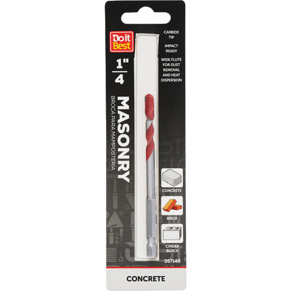 Do it Best 1/4 In. x 4 In. Impact Ready Carbide Masonry Drill Bit QJDIB-MB-003