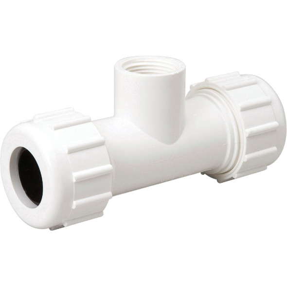 B&K 1-1/2 In. x 1-1/2 In. PVC Compression Tee with 1-1/2 In. FIP Branch 162-107 B&K 1-1/2 In. x 1-1/2 In. PVC Compression Tee with 1-1/2 In. FIP Branch 162-107